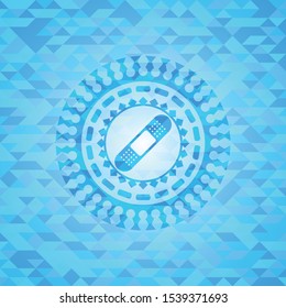 bandage plaster icon inside realistic sky blue mosaic emblem