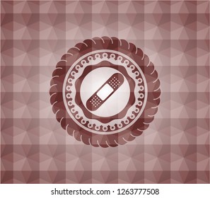 bandage plaster icon inside red seamless polygonal badge.