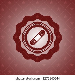 bandage plaster icon inside red emblem. Vintage.