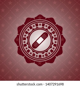 bandage plaster icon inside red emblem. Retro