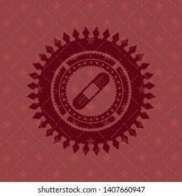 bandage plaster icon inside red emblem. Vintage.