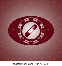 bandage plaster icon inside red emblem. Retro