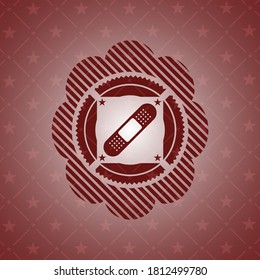 bandage plaster icon inside retro red emblem. 