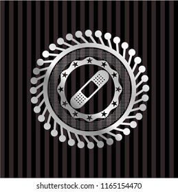 bandage plaster icon inside silver badge or emblem