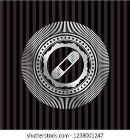 bandage plaster icon inside silver shiny emblem