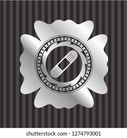bandage plaster icon inside silver badge