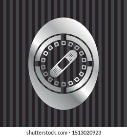 bandage plaster icon inside silver emblem