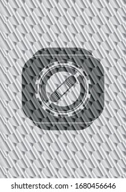 bandage plaster icon inside silver color badge. Scales pattern. Vector Illustration. Detailed.