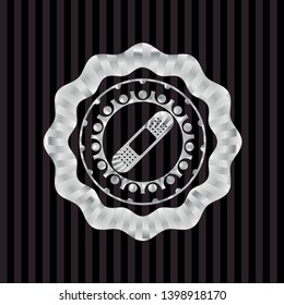 bandage plaster icon inside silvery shiny emblem