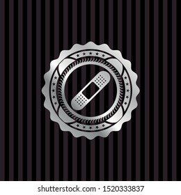 bandage plaster icon inside silvery badge