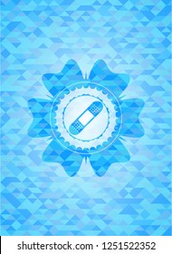 bandage plaster icon inside sky blue emblem. Mosaic background