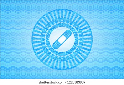 bandage plaster icon inside water concept badge background.