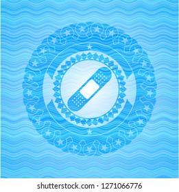 bandage plaster icon inside water wave emblem background.