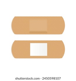 Bandage Plaster Icon, Medical Patch Symbol, Band Aid Silhouette, New Beige Sticking Plasters, Bandaid Patches Flat Icons on White Background, Vector Illustration