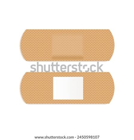 Bandage Plaster Icon, Medical Patch Symbol, Band Aid Silhouette, New Beige Sticking Plasters, Bandaid Patches Flat Icons on White Background, Vector Illustration