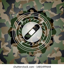 Bandage Plaster Icon On Camouflage Texture