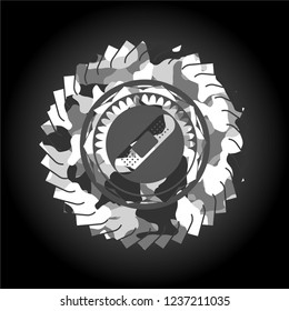 bandage plaster icon on grey camouflaged texture