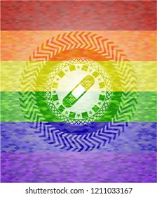 bandage plaster icon on mosaic background with the colors of the LGBT flag