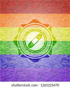bandage plaster icon on mosaic background with the colors of the LGBT flag