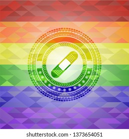 bandage plaster icon on mosaic background with the colors of the LGBT flag