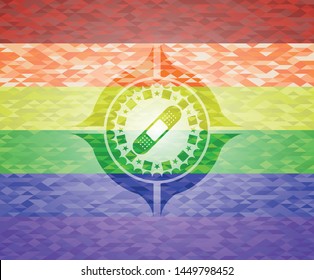 bandage plaster icon on mosaic background with the colors of the LGBT flag