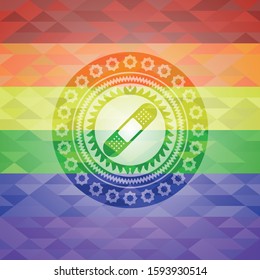 bandage plaster icon on mosaic background with the colors of the LGBT flag