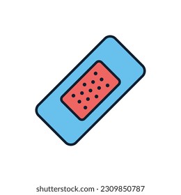 Bandage Plaster related vector line icon. Sticky wrap for injury treatment. Bandage for trauma. Isolated on white background. Vector illustration. Editable stroke