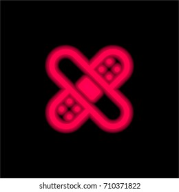 Bandage red glowing neon ui ux icon. Glowing sign logo vector