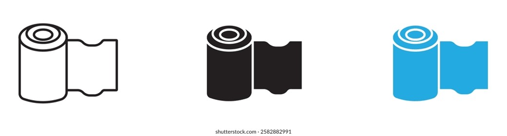 Bandage roll icon black white vector outline