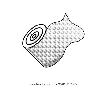 Bandage roll icon illustration design, part of first aid kit, medical necessity for external wound covering, vector icon with black outline only isolated on white background