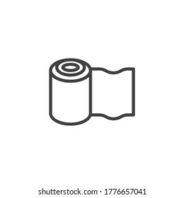 Bandage, roll line icon. linear style sign for mobile concept and web design. Medical plaster outline vector icon. Symbol, logo illustration. Vector graphics