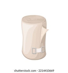 Bandage roll vector illustration. Cartoon isolated medical elastic bandage wrap for dressing with injured broken leg, knee or arm by doctor, compression tape for help in case of accident, injury