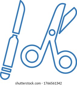 Bandage Scissors and knife line icon