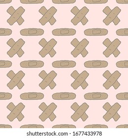 Bandage seamless pattern. Delicate, with pink background.
