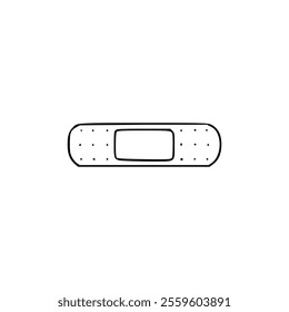 A bandage is shown in a line drawing