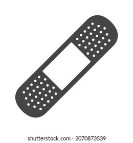 Bandage silhouette icon. A thin strip of fabric on which an adhesive mass is applied. The patch is a dosage form in the form of a plastic mass. Vector illustration isolated on a white background.