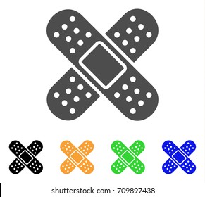 Bandage vector icon. Style is a flat graphic symbol in gray, black, yellow, blue, green color versions. Designed for web and mobile apps.