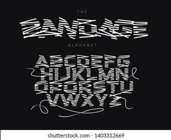 Bandage vector letters set. White pencil shading style alphabet. Thread vector font. Lacing ABC concept.
