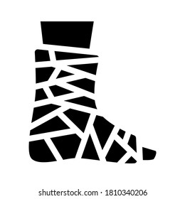 vector de icono de glifo de tobillo vendado. señal de tobillo vendada. símbolo de contorno aislado ilustración negra