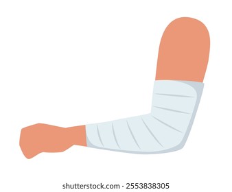 Bandaged arm. Medical elastic bandage. Element of health care, first aid. Vector illustration