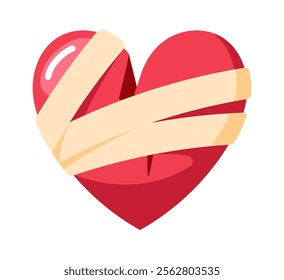 Bandaged broken heart vector illustration