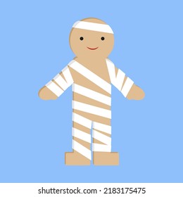 Bandaged doll, mannequin, illustration, vector