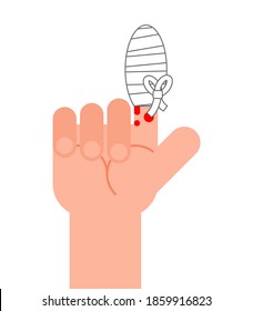 Bandaged finger isolated. Injury finger vector illustration 
