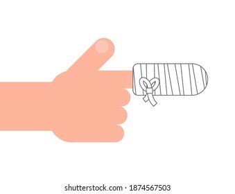 Bandaged finger isolated. Injury finger vector illustration 
