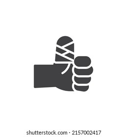 Bandaged finger vector icon. filled flat sign for mobile concept and web design. Hand bandage glyph icon. Symbol, logo illustration. Vector graphics