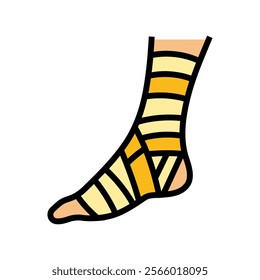 bandaged foot fracture injury color icon vector. bandaged foot fracture injury sign. isolated symbol illustration