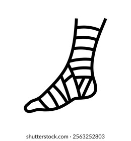 bandaged foot fracture injury line icon vector. bandaged foot fracture injury sign. isolated contour symbol black illustration