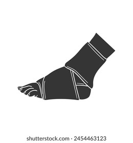 Bandaged Foot Icon Silhouette Illustration. Accident Vector Graphic Pictogram Symbol Clip Art. Doodle Sketch Black Sign.