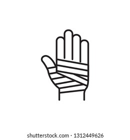 bandaged hand line icon