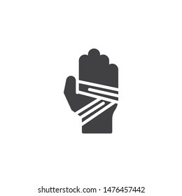 Bandaged hand vector icon. filled flat sign for mobile concept and web design. Hand tied bandage glyph icon. Symbol, logo illustration. Vector graphics